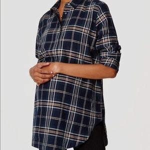 NWOT Loft Maternity Plaid Shimmer Tunic XS